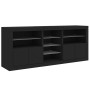 Credenza con Luci LED Nera 162x37x67 cm