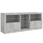 Credenza con Luci LED Grigio Cemento 162x37x67 cm