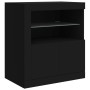 Credenza con Luci LED Nera 162x37x67 cm