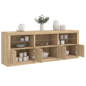 Credenza con Luci LED Rovere Sonoma 181,5x37x67 cm