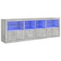 Credenza con Luci LED Grigio Cemento 202x37x67 cm