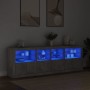 Credenza con Luci LED Grigio Cemento 202x37x67 cm