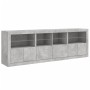 Credenza con Luci LED Grigio Cemento 202x37x67 cm