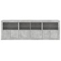 Credenza con Luci LED Grigio Cemento 202x37x67 cm