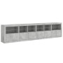 Credenza con Luci LED Grigio Cemento 283x37x67 cm