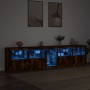 Credenza con Luci LED Rovere Fumo 283x37x67 cm