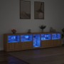 Credenza con Luci LED Rovere Sonoma 283x37x67 cm