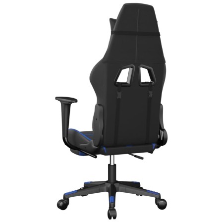 Sedia da Gaming con Poggiapiedi Nero e Blu in Similpelle