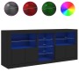 Credenza con Luci LED Nera 181,5x37x67 cm