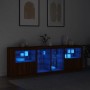 Credenza con Luci LED Rovere Marrone 202x37x67 cm