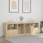 Credenza con Luci LED Rovere Sonoma 202x37x67 cm