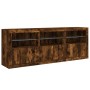 Credenza con Luci LED Rovere Fumo 181,5x37x67 cm