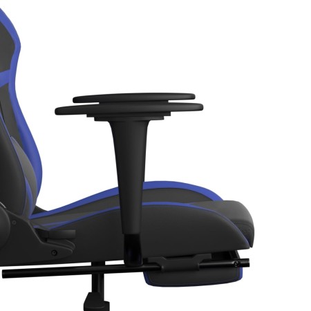 Sedia da Gaming con Poggiapiedi Nero e Blu in Similpelle