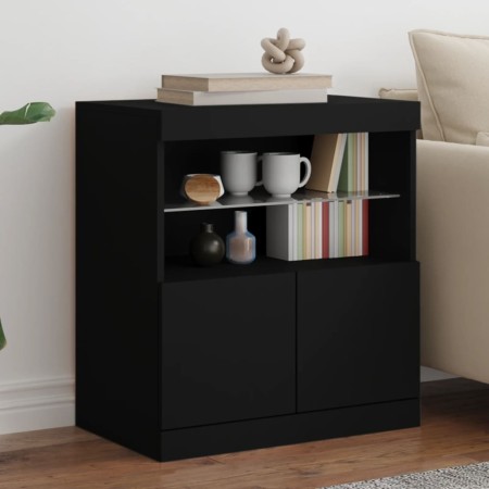 Credenza con Luci LED Nera 60x37x67 cm