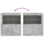 Credenza con Luci LED Grigio Cemento 60,5x37x67 cm