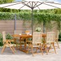 Set Pranzo da Giardino 7 pz Beige Polyrattan e Legno Massello