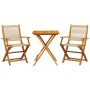 Set da Bistrot 3pz Beige in Polipropilene e Legno Massello