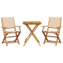 Set da Bistrot 3pz Beige in Tessuto e Legno Massello