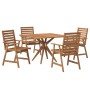 Set da Pranzo per Giardino 5 pz in Legno Massello di Acacia