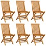 Sedie da Giardino con Cuscini Rossi 6 pz in Massello di Teak