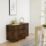 Credenza 3 Cassetti Rovere Fumo 120x41x75 cm Legno Multistrato