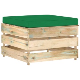 Ottomana Modulare con Cuscino in Legno Impregnato Verde