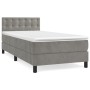 Giroletto a Molle con Materasso Grigio Chiaro 80x200 cm Velluto