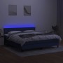 Letto a Molle con Materasso e LED Blu 180x200 cm in Tessuto