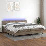 Letto a Molle Materasso e LED tortora 200x200cm in Tessuto