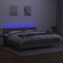 Letto a Molle Materasso e LED tortora 200x200cm in Tessuto