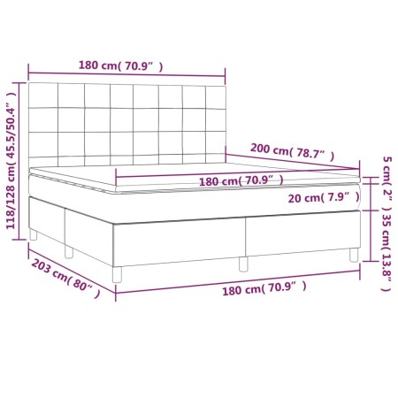 Giroletto a Molle con Materasso Tortora 180x200 cm in Tessuto