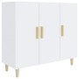 Credenza Bianco Lucido 90x34x80 cm in Legno Multistrato