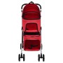 Passeggino Cani Pieghevole 2 Livelli Rosso 83x48x97cm Tessuto