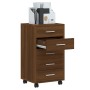 Cassettiera con Ruote rovere marrone in Legno Multistrato