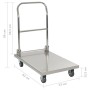 Carrello di Trasporto Argento 82x53x86 cm Acciaio Inossidabile