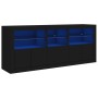 Credenza con Luci LED Nera 162x37x67 cm