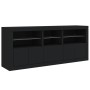 Credenza con Luci LED Nera 162x37x67 cm