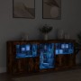 Credenza con Luci LED Rovere Fumo 162x37x67 cm