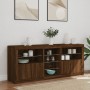 Credenza con Luci LED Rovere Marrone 162x37x67 cm