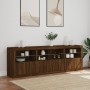 Credenza con Luci LED Rovere Marrone 202x37x67 cm