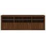 Credenza con Luci LED Rovere Marrone 202x37x67 cm