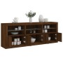 Credenza con Luci LED Rovere Marrone 181,5x37x67 cm