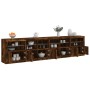 Credenza con Luci LED Rovere Fumo 283x37x67 cm