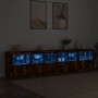 Credenza con Luci LED Rovere Fumo 283x37x67 cm