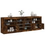 Credenza con Luci LED Rovere Fumo 202x37x67 cm