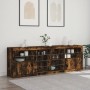 Credenza con Luci LED Rovere Fumo 202x37x67 cm