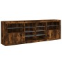 Credenza con Luci LED Rovere Fumo 202x37x67 cm