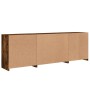 Credenza con Luci LED Rovere Fumo 202x37x67 cm