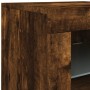 Credenza con Luci LED Rovere Fumo 202x37x67 cm