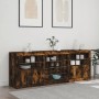 Credenza con Luci LED Rovere Fumo 181,5x37x67 cm
